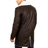 Faux Fur Shearling Lined  Military Style Trench Coat for Men