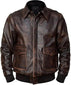 A2 Aviator Distressed  Cowhide Brown Bomber Genuine Leather Jacket For Men