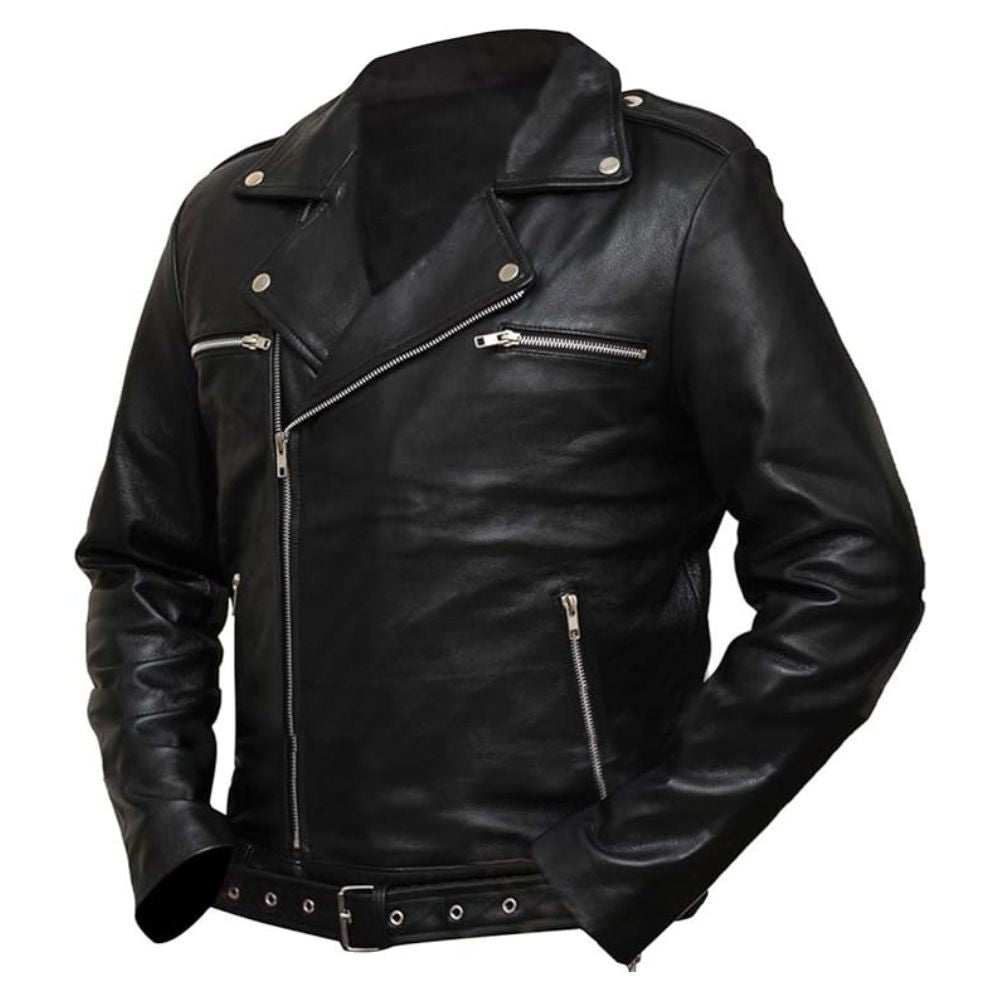 Brando Motorcycle Premium Sheepskin Black Leather Jacket For Men