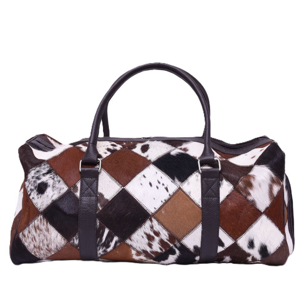 Multipatch Design - Hair On Cowhide Genuine Leather Duffel Bag