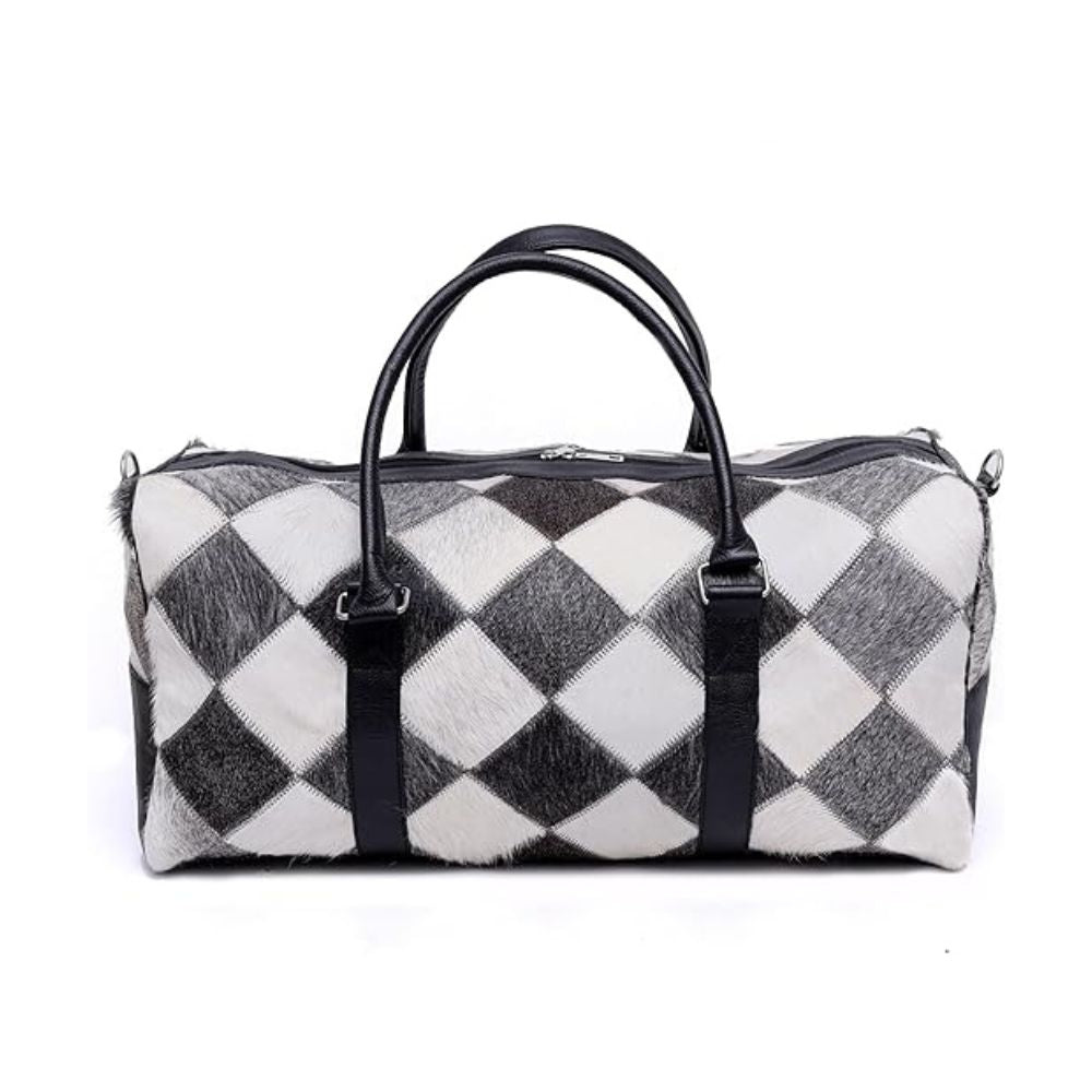Hair On Cowhide Genuine Leather Duffel Bag For Men And Women
