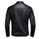 Black Genuine Sheepskin Asymmetrical Slim-Fit Leather Jacket for Men