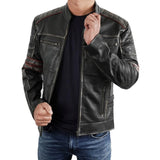 Vintage Cafe Racer Black Distressed Retro Leather Jacket for Men