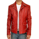 Fight Club Red Real Sheepskin Leather Jacket For Men