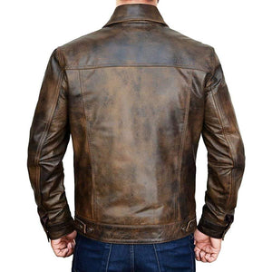 Trucker Vintage Style Real Lambskin Leather Jacket for Men