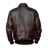 A2 Aviator Distressed  Cowhide Brown Bomber Genuine Leather Jacket For Men