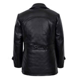 Vintage Black German Classic WW2 Officer Lambskin Leather Coat For Men