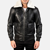 A2 Aviator White Faux Fur Shearling Genuine Sheepskin Leather Jacket For Men