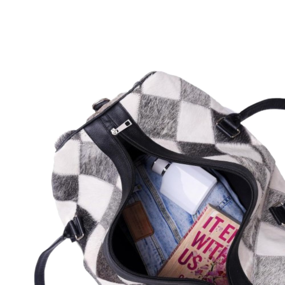 Hair On Cowhide Genuine Leather Duffel Bag For Men And Women