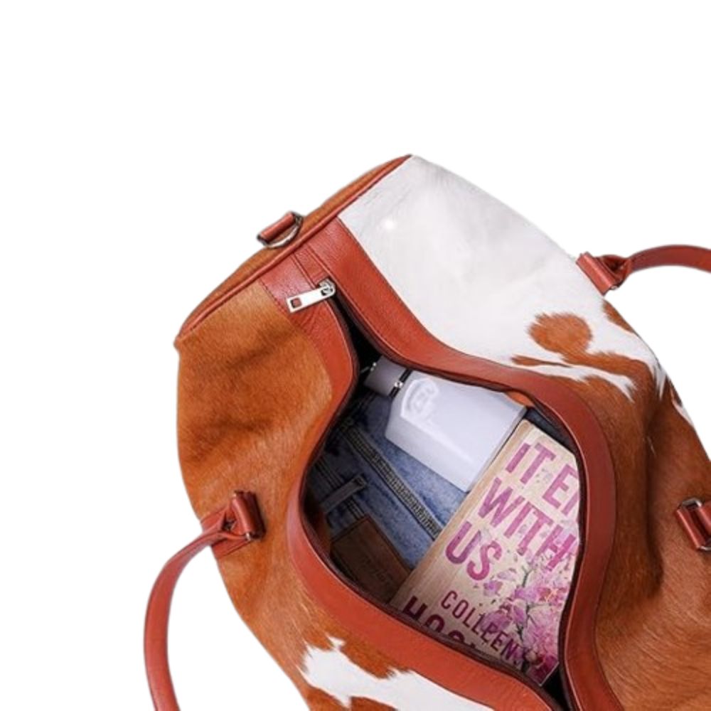 Hair On Cowhide Genuine Leather Duffel Bag For Men And Women