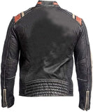 Vintage Distressed Black Café Racer Lambskin Leather Jacket For Men