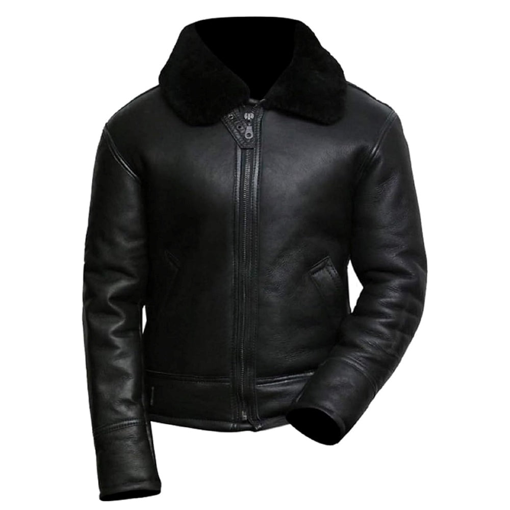 B3 Bomber Brown Faux Fur Shearling Sheepskin Leather Jackets for Men