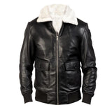 A2 Aviator White Faux Fur Shearling Genuine Sheepskin Leather Jacket For Men