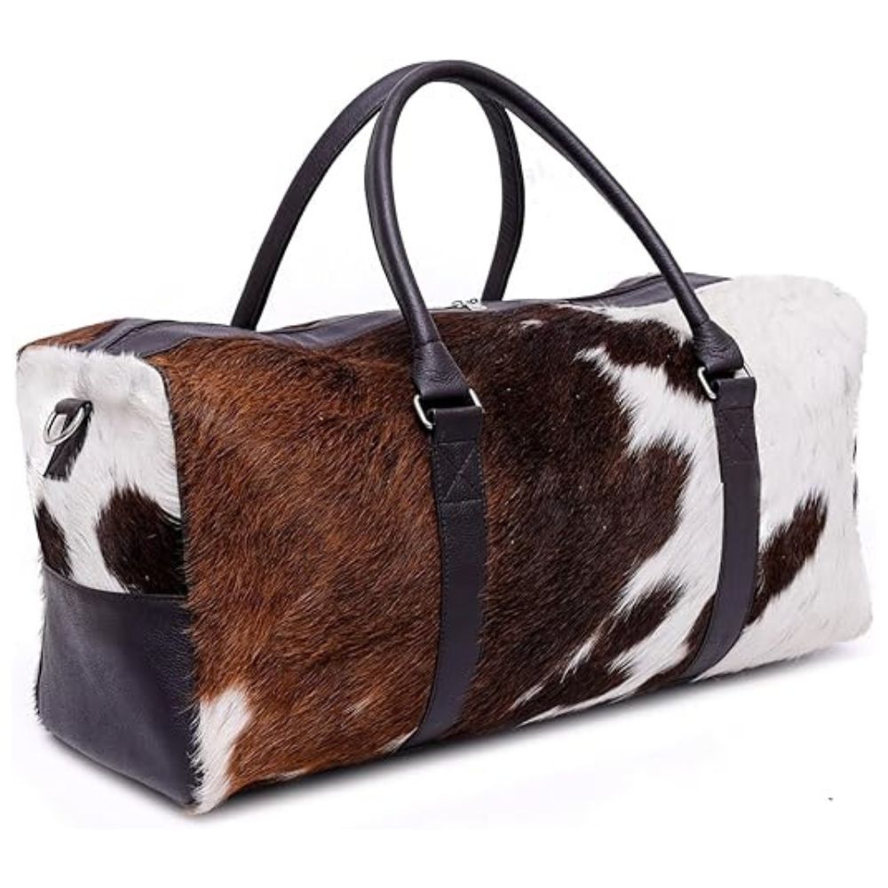 Hair On Cowhide Genuine Leather Duffel Bag For Men And Women