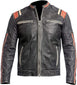 Vintage Distressed Black Café Racer Lambskin Leather Jacket For Men