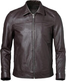 Café Racer Brown Slim fit Motorcycle Premium Lambskin Leather For Men