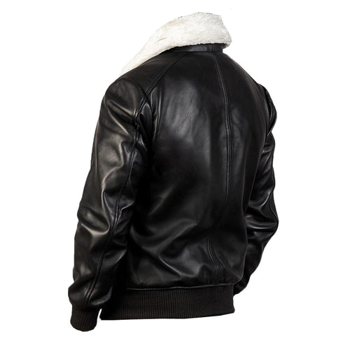 A2 Aviator White Faux Fur Shearling Genuine Sheepskin Leather Jacket For Men