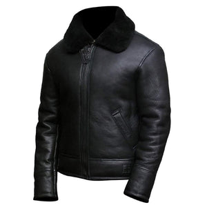 B3 Bomber Brown Faux Fur Shearling Sheepskin Leather Jackets for Men