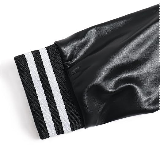 Black Bomber Chic Biker Genuine Sheepskin Leather Jacket for Women’s