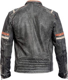 Vintage Black Café Racer Lambskin Leather Jacket For Men