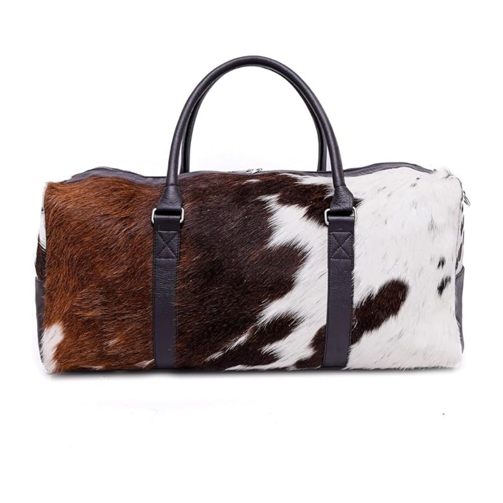 Hair On Cowhide Genuine Leather Duffel Bag For Men And Women