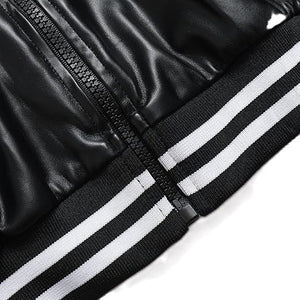 Black Bomber Chic Biker Genuine Sheepskin Leather Jacket for Women’s