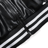 Black Bomber Chic Biker Genuine Sheepskin Leather Jacket for Women’s