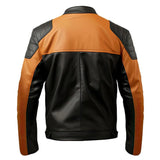 Racer Peanut-Brown Black Premium Sheepskin Leather Jacket for Men’s