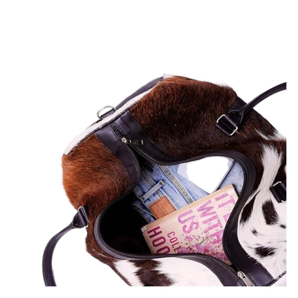 Hair On Cowhide Genuine Leather Duffel Bag For Men And Women