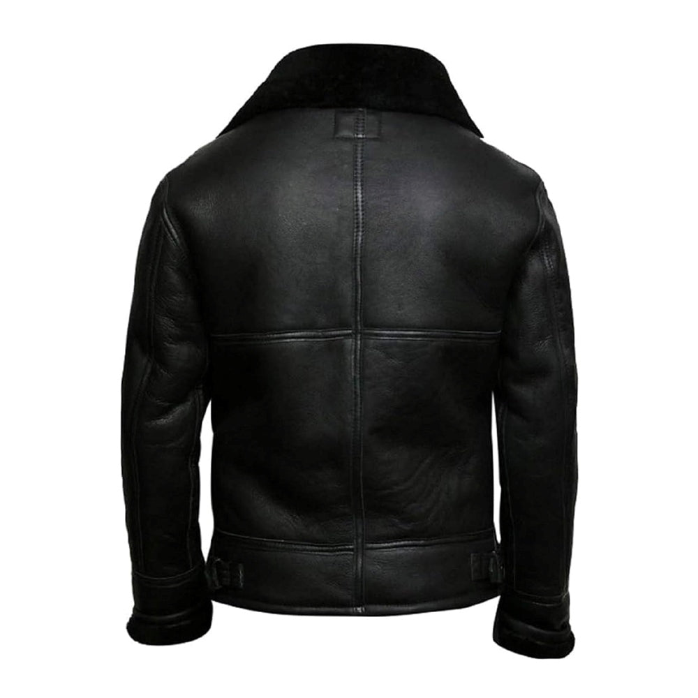 B3 Bomber Brown Faux Fur Shearling Sheepskin Leather Jackets for Men