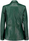 Black Notched-Collar Casual Genuine Sheepskin Leather Blazer for Men