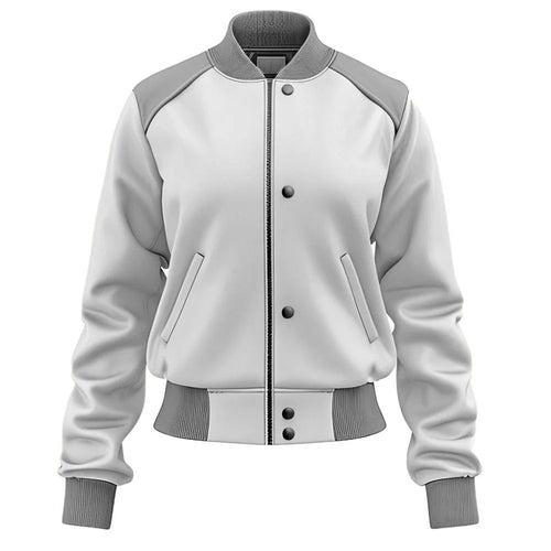 Ash Grey Genuine Sheepskin Bomber Leather Jacket for Men