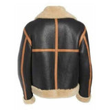 B-3 Bomber Shearling-Lined Black Sheepskin Leather Jacket for Men