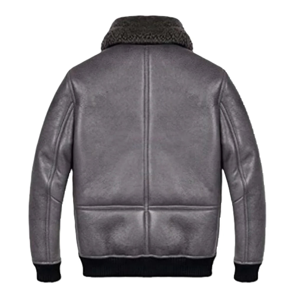 Black Classic Aviator B3 Genuine Sheepskin Leather Jacket for Men