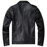 Retro Black Motorcycle Genuine Cowhide Leather Jacket for Men