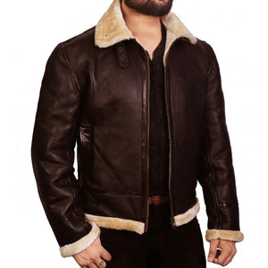 Brown Aviator B3 Bomber Genuine Cowhide Leather Jacket for Men