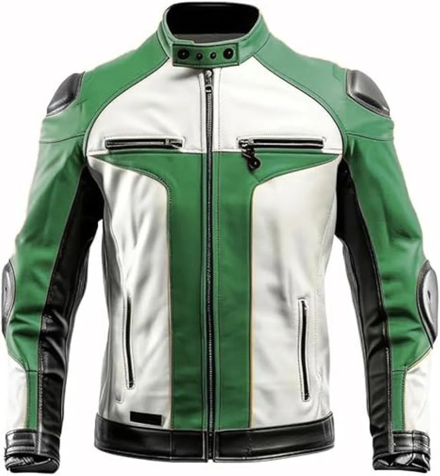 Trendy Color Genuine Leather Motorcycle Vintage Cafe Racer Jacket for Men