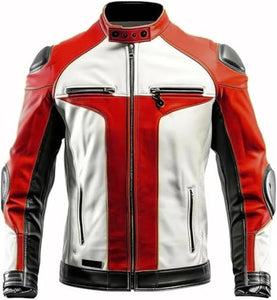 Trendy Color Genuine Leather Motorcycle Vintage Cafe Racer Jacket for Men