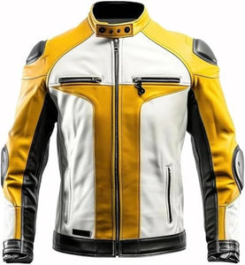 Trendy Color Genuine Leather Motorcycle Vintage Cafe Racer Jacket for Men
