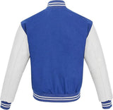 Pink Genuine Lambskin Varsity Rib-Knitted Leather Jacket for Men