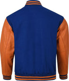 Pink Genuine Lambskin Varsity Rib-Knitted Leather Jacket for Men