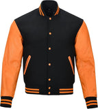 Pink Genuine Lambskin Varsity Rib-Knitted Leather Jacket for Men