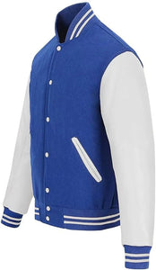 Pink Genuine Lambskin Varsity Rib-Knitted Leather Jacket for Men