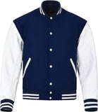 Pink Genuine Lambskin Varsity Rib-Knitted Leather Jacket for Men