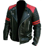 Classic Black Rider Quilted Brando Genuine Leather Jacket  for Men