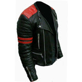 Classic Black Rider Quilted Brando Genuine Leather Jacket  for Men