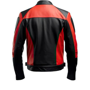 Bold Red-Black Stylish Biker Genuine Sheepskin Leather Jacket for Men