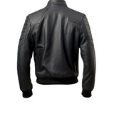 Bomber Black Genuine Sheepskin Windbreaker Biker Leather Jacket For Men