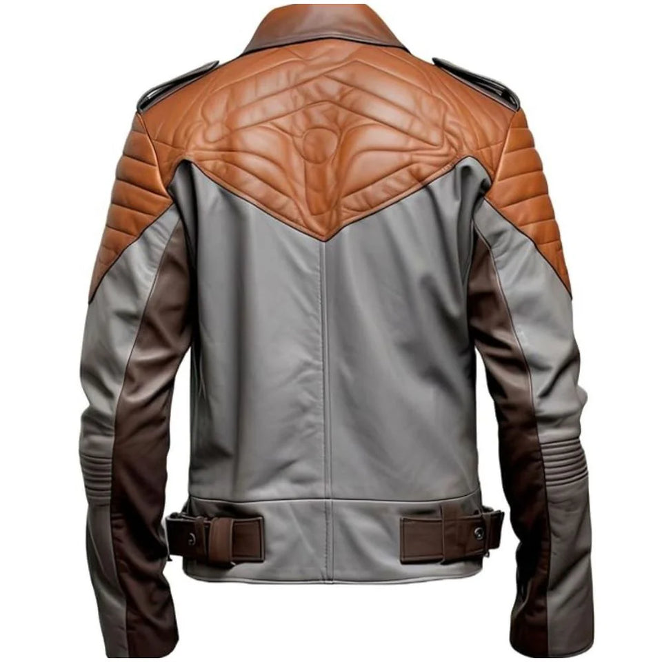 Brown Cafe-Racer Lapel Collar Premium Sheepskin Leather Jacket for Men