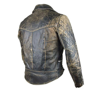 Distressed Brown Vintage Style Cafe Racer Genuine Leather Jacket for Men